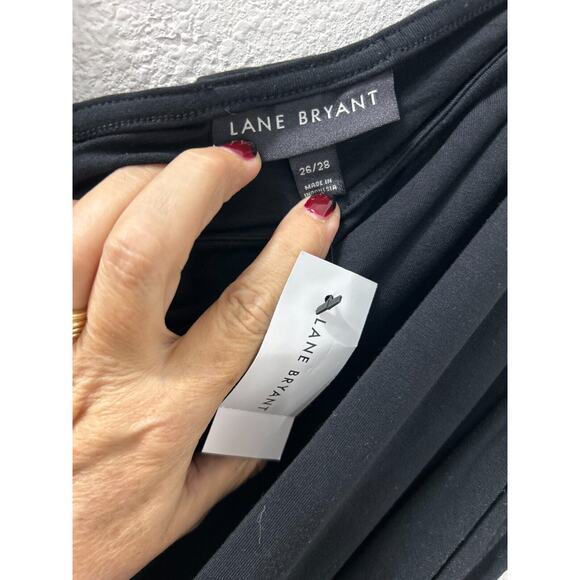 LANE BRYANT Women's 26 28 Black One Shoulder Shift Dress Knee Length Lined - Picture 3 of 8